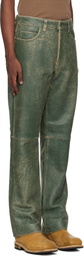 GUESS USA Green Crackle Leather Pants