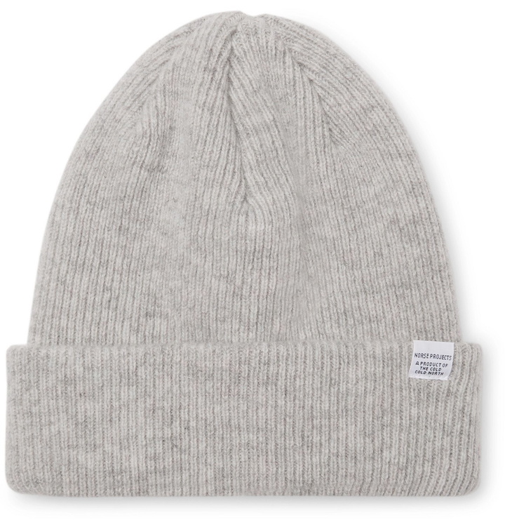 Photo: Norse Projects - Ribbed Mélange Merino Wool Beanie - Gray