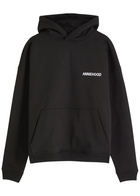 Annie Hood Applique Hooded Cotton Sweatshirt Black