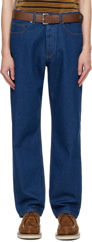 Photo: Maison Kitsuné Navy Straight Jeans