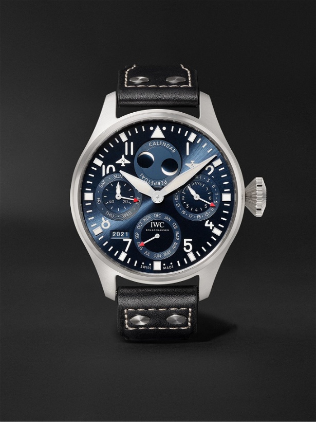 Photo: IWC Schaffhausen - Big Pilot's Automatic Perpetual Calendar 46.2mm Stainless Steel and Leather Watch, Ref. No. IW503605