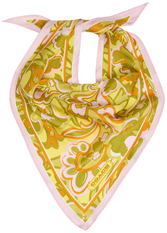 Photo: Coach Andrea Patterned Silk Triangle Scarf - Yellow - One Size