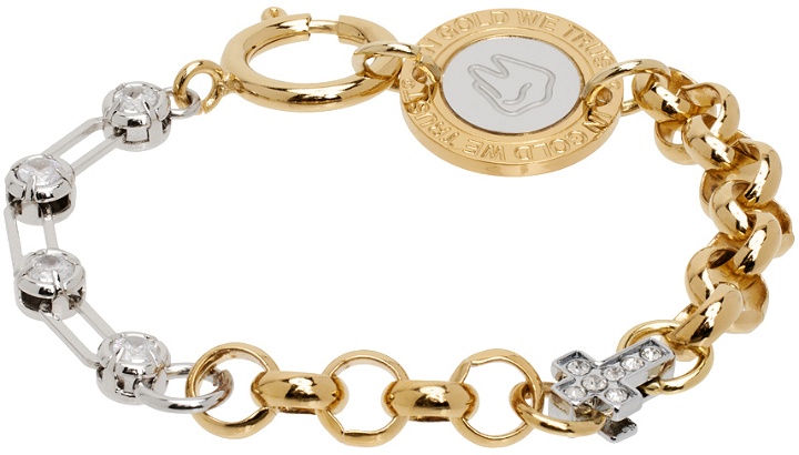 Photo: IN GOLD WE TRUST PARIS SSENSE Exclusive Silver & Gold Cross Bracelet