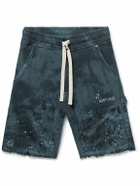 Lost Daze - Paint-Splattered Printed Cotton-Jersey Drawstring Shorts - Blue