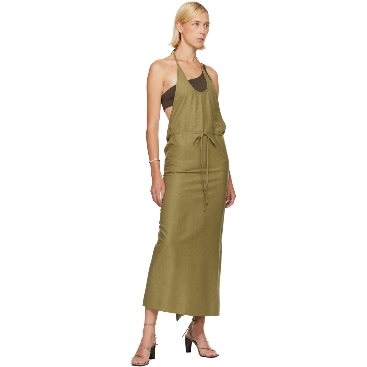 Baserange Green Apron Midi Dress