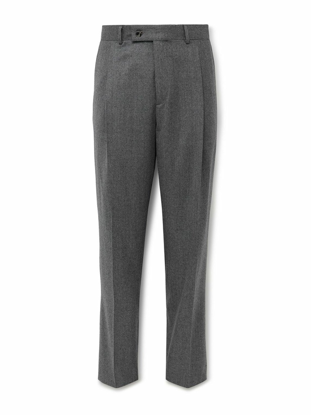 Photo: Caruso - Slim-Fit Pleated Wool Trousers - Gray