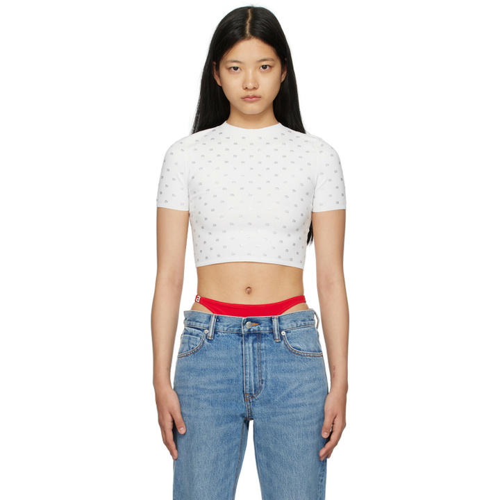 Photo: Alexander Wang White Cropped Crystal T-Shirt