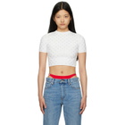 Alexander Wang White Cropped Crystal T-Shirt