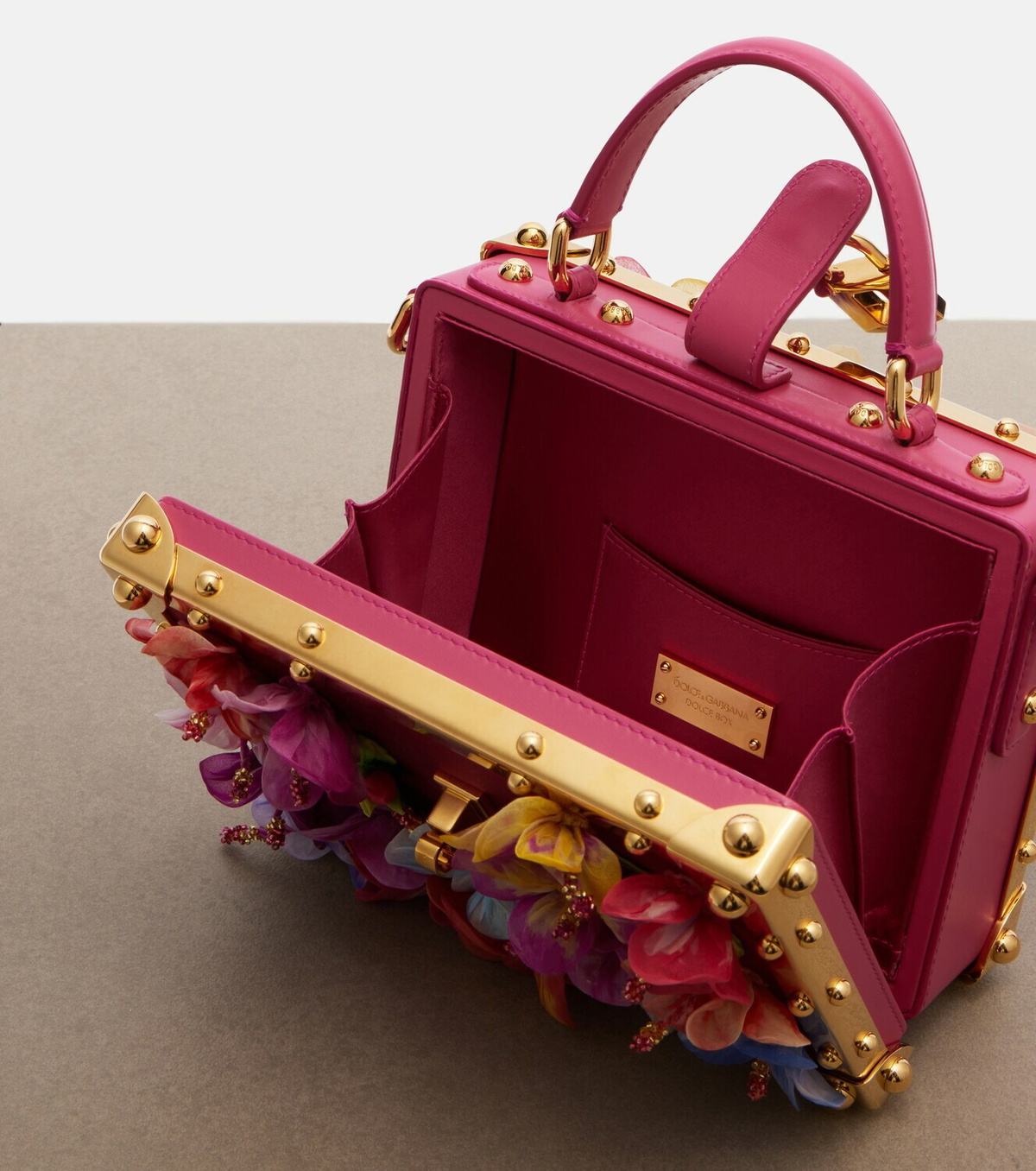 Dolce&Gabbana Dolce Box floral-appliqué leather box bag