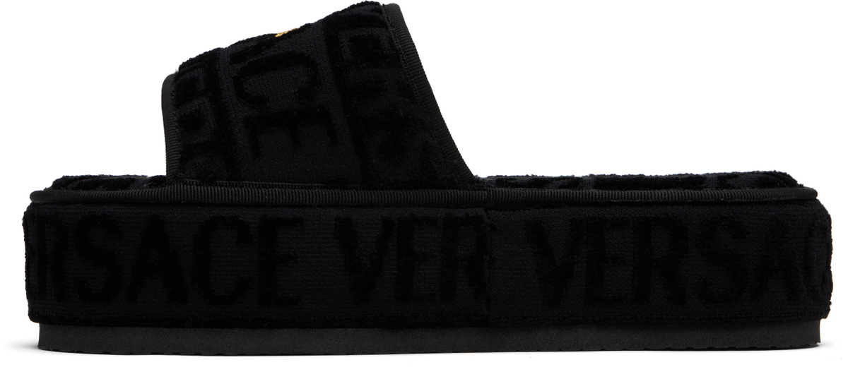 Versace Black 'Versace Allover' Slippers