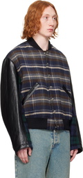 Marine Serre Multicolor Regenerated Tartan Scarves Bomber Jacket