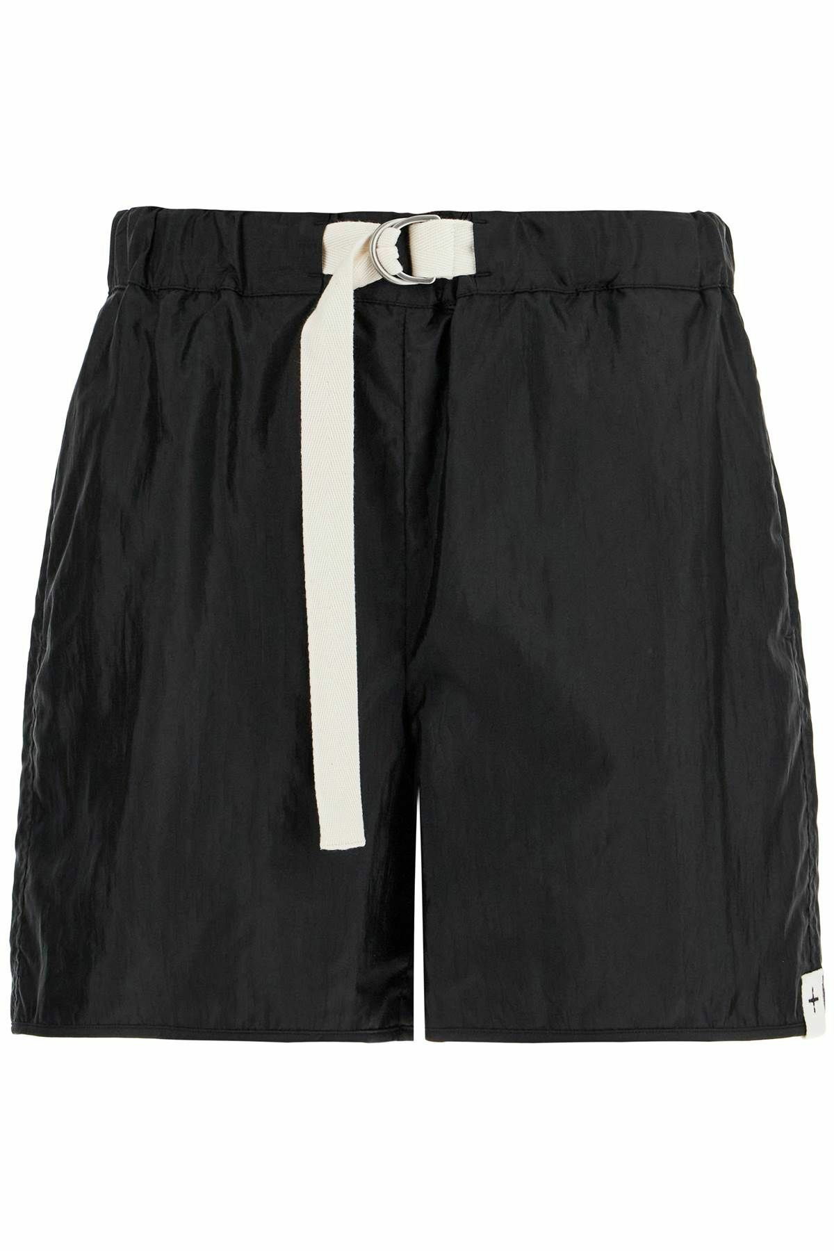 JIL SANDER silk and nylon shorts with belt in a Black Jil Sander