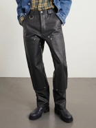 424 - HOORSENBUHS Straight-Leg Studded Leather Trousers - Black