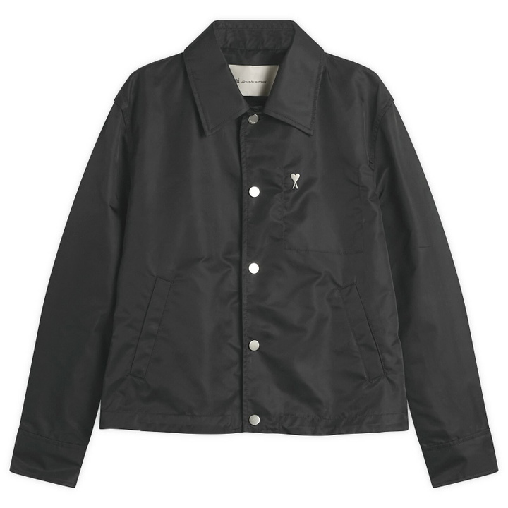 Photo: AMI Paris Men's Denim Jacket With Ami De Coeur Stud in Noir