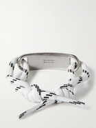 Balenciaga - Logo-Engraved Silver-Tone and Cord Bracelet