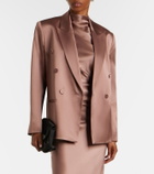 The Sei Double-breasted silk satin blazer