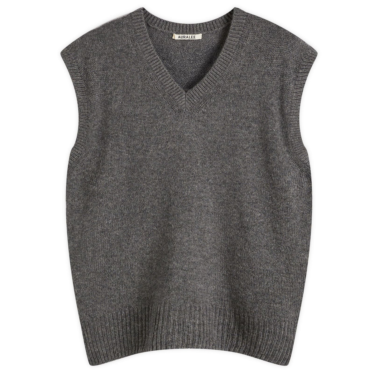Auralee Women's High Twist Wool Knit Vest in Charcoal Auralee