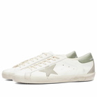 Golden Goose Men's Super Star Leather Sneaker in White/Green/Ice