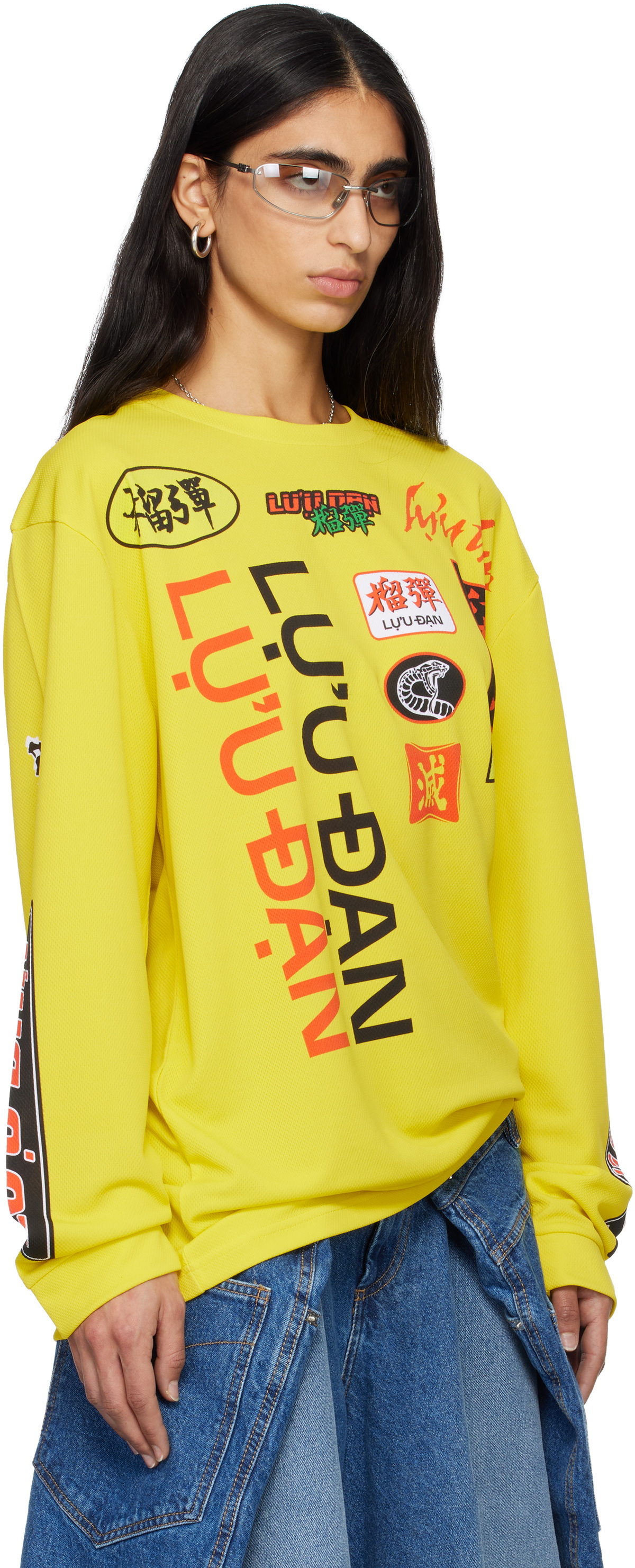 LU'U DAN Yellow Oversized Long Sleeve T-shirt
