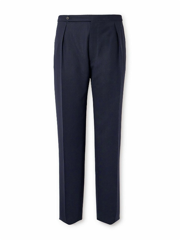 Photo: Drake's - Straight-Leg Pleated Wool Suit Trousers - Blue