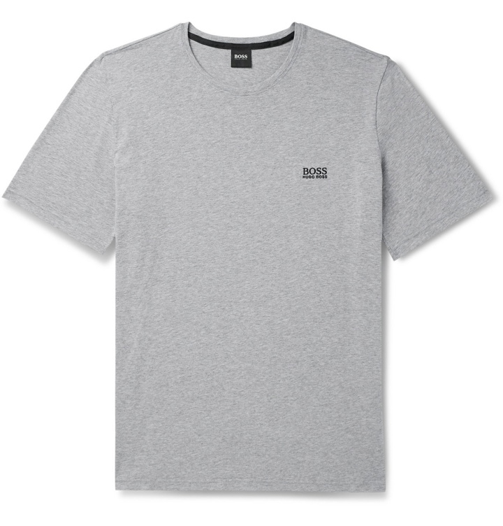 Photo: Hugo Boss - Slim-Fit Logo-Embroidered Stretch Cotton-Jersey T-Shirt - Gray