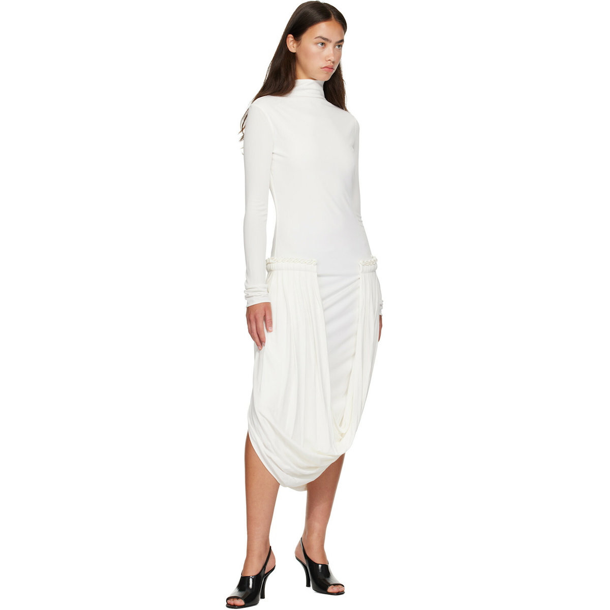 Stella McCartney White Draping Midi Dress