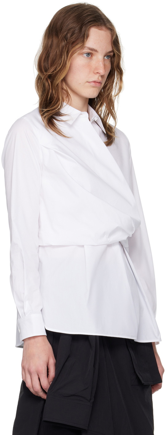 Juun.J White Twisted Wrap Shirt