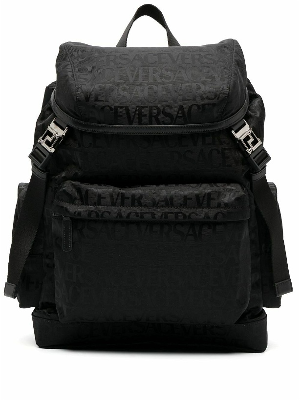 Photo: VERSACE - All Over Logo Nylon Backpack