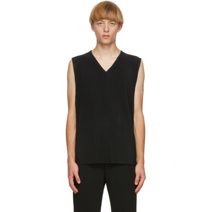 Photo: Homme Plisse Issey Miyake Black Colorful Pleats Tank Top