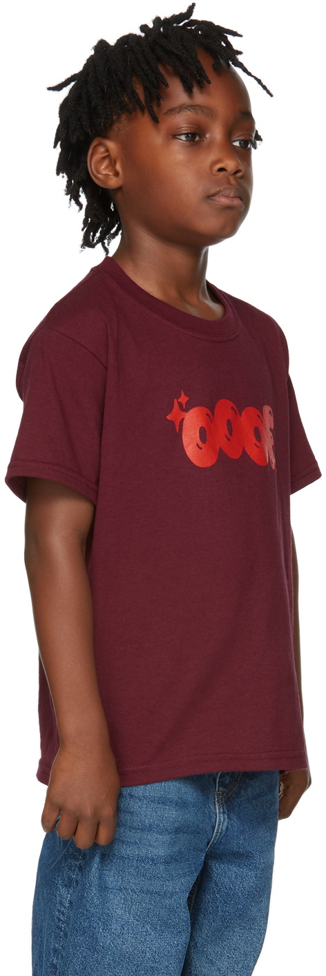 OOOF SSENSE Exclusive Kids Burgundy & Red Logo T-Shirt