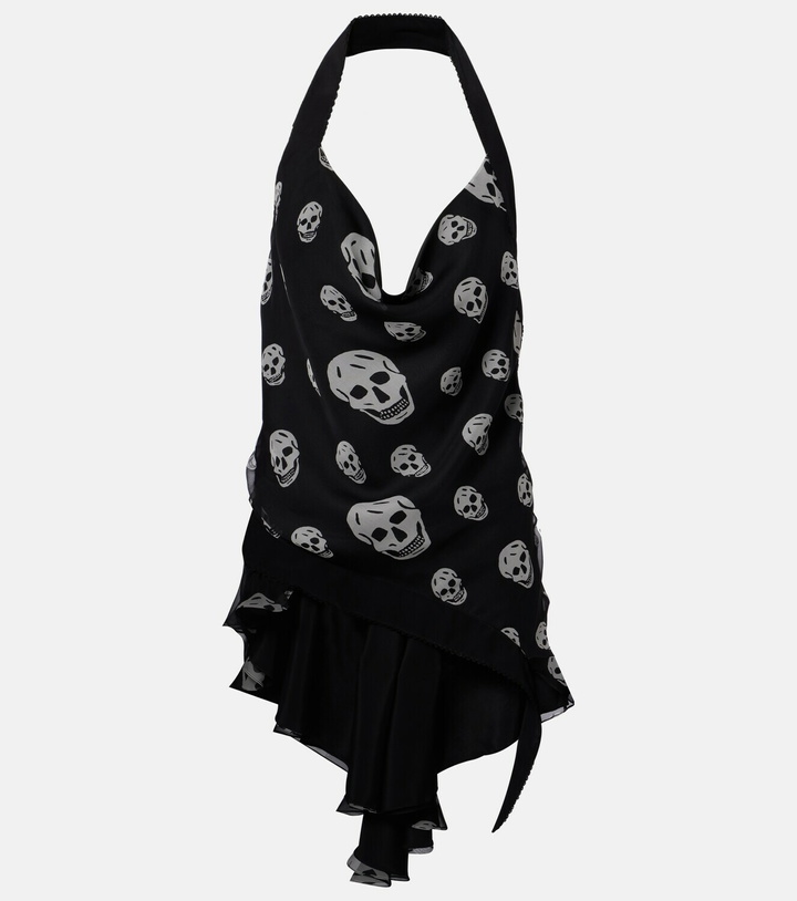 Photo: McQueen Skull asymmetric halterneck chiffon top