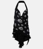 McQueen Skull asymmetric halterneck chiffon top