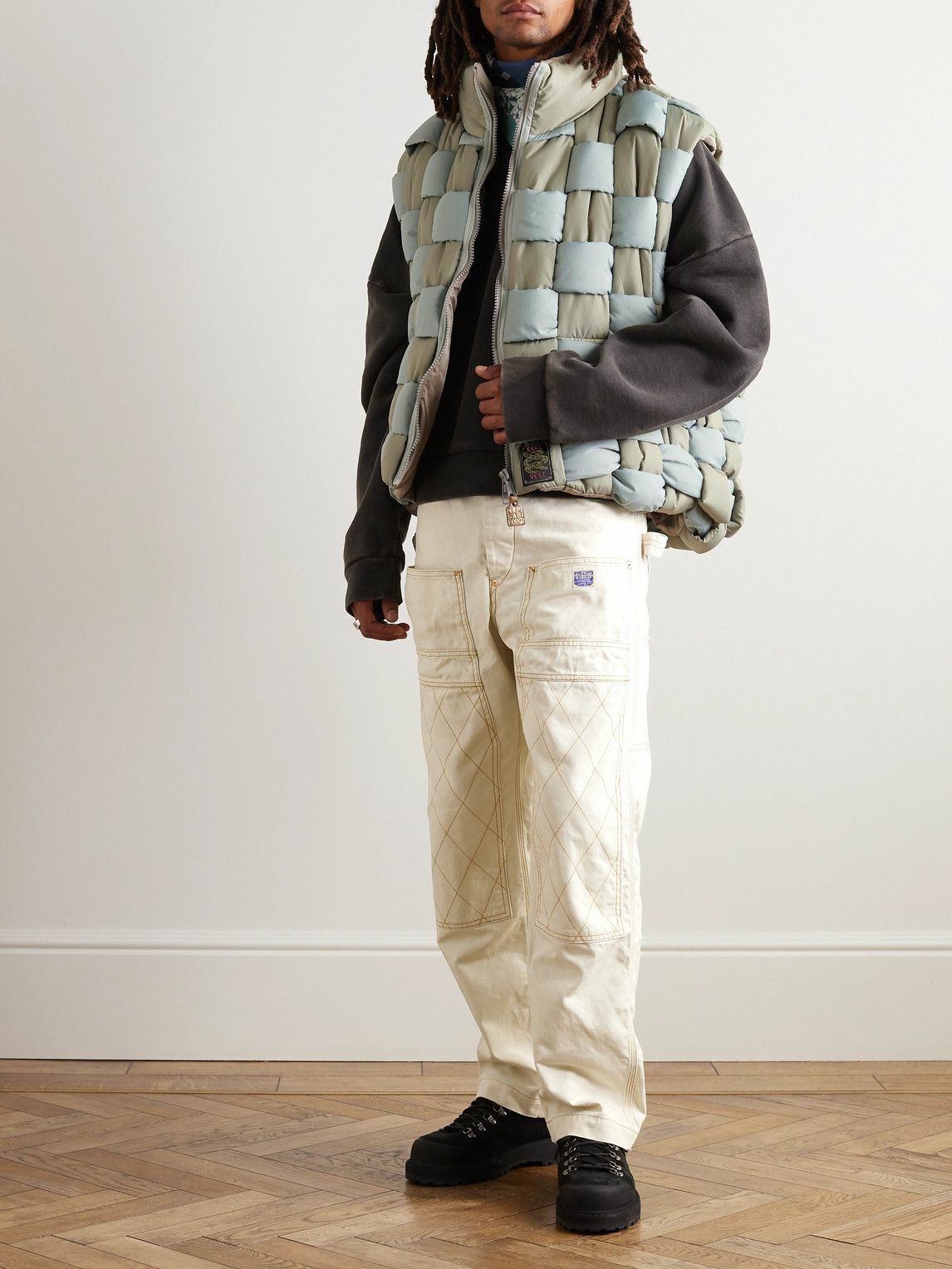 KAPITAL - Lumber Tapered Embroidered Cotton-Canvas Cargo Trousers - Neutrals
