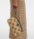 Valentino Garavani VLogo Small leather-trimmed raffia pouch