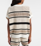 Brunello Cucinelli Open-knit striped cotton top