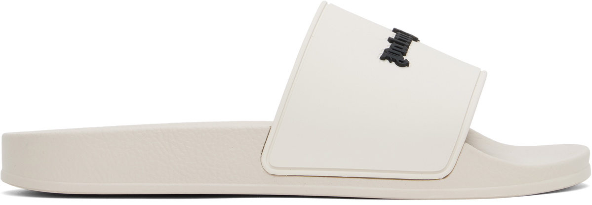 Palm Angels Beige Logo Pool Slides