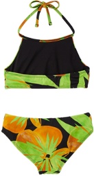 Louisa Ballou SSENSE Exclusive Kids Green & Orange Halter Bikini Set