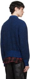 Juntae Kim Black & Blue Two-Tone Corset Cardigan
