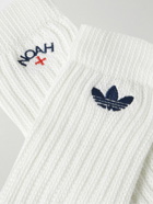 adidas Consortium - Noah Logo-Embroidered Ribbed Cotton-Blend Socks - White