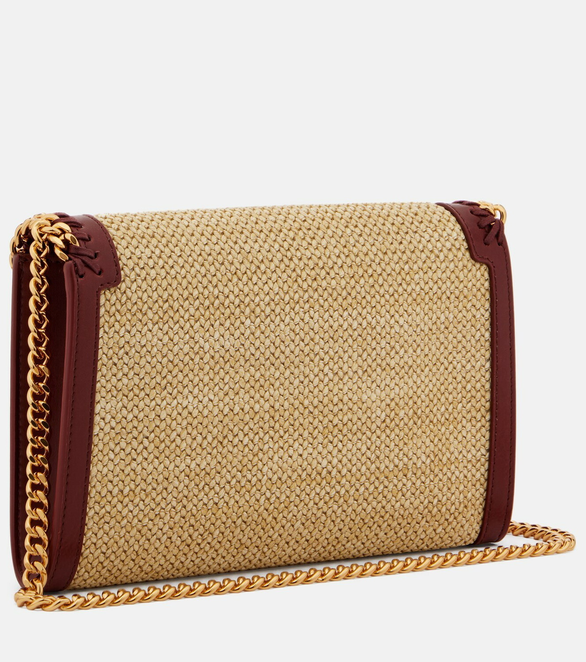 Stella McCartney Falabella raffia-effect wallet on chain