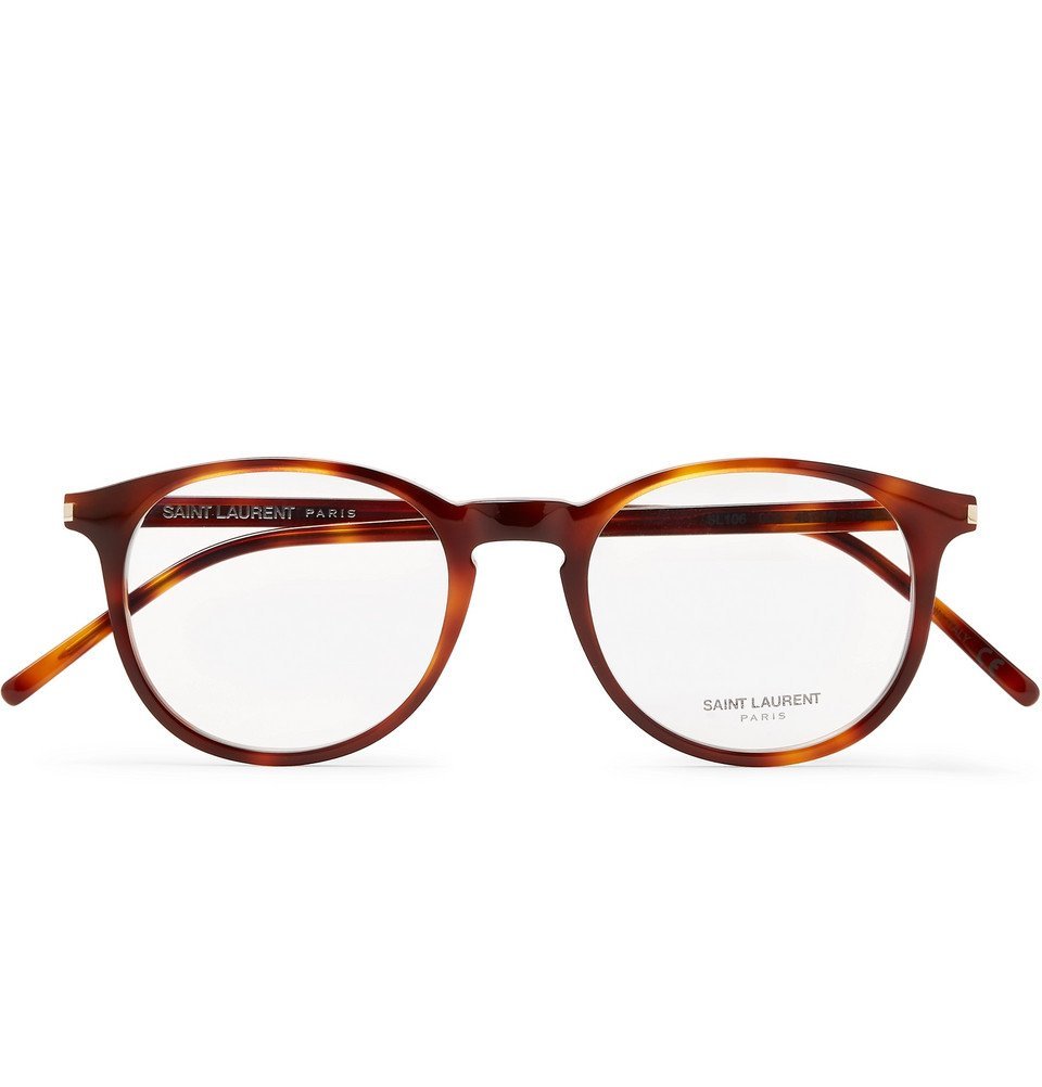 Saint Laurent Round Frame Tortoiseshell Acetate Optical Glasses Men Tortoiseshell Saint 0072