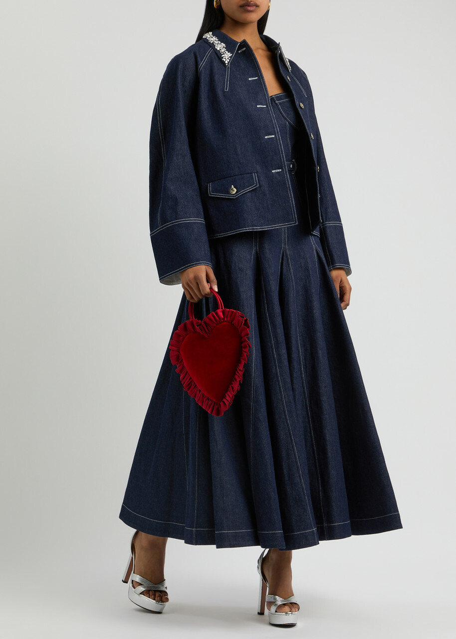 Huishan Zhang Travis Crystal-embellished Denim Jacket Blue