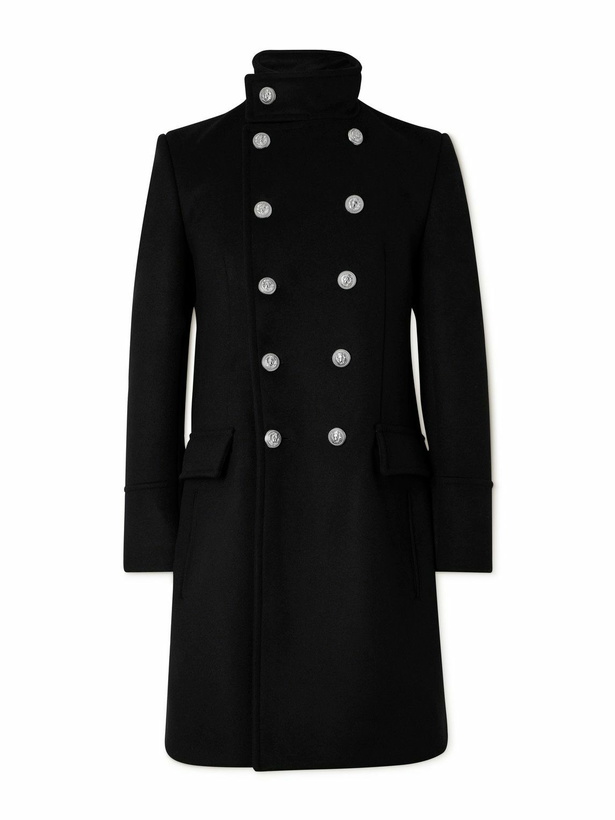 Photo: Balmain - Double-Breasted Wool Coat - Black