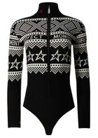 Perfect Moment Intarsia-knit Merino Wool Bodysuit Black And White
