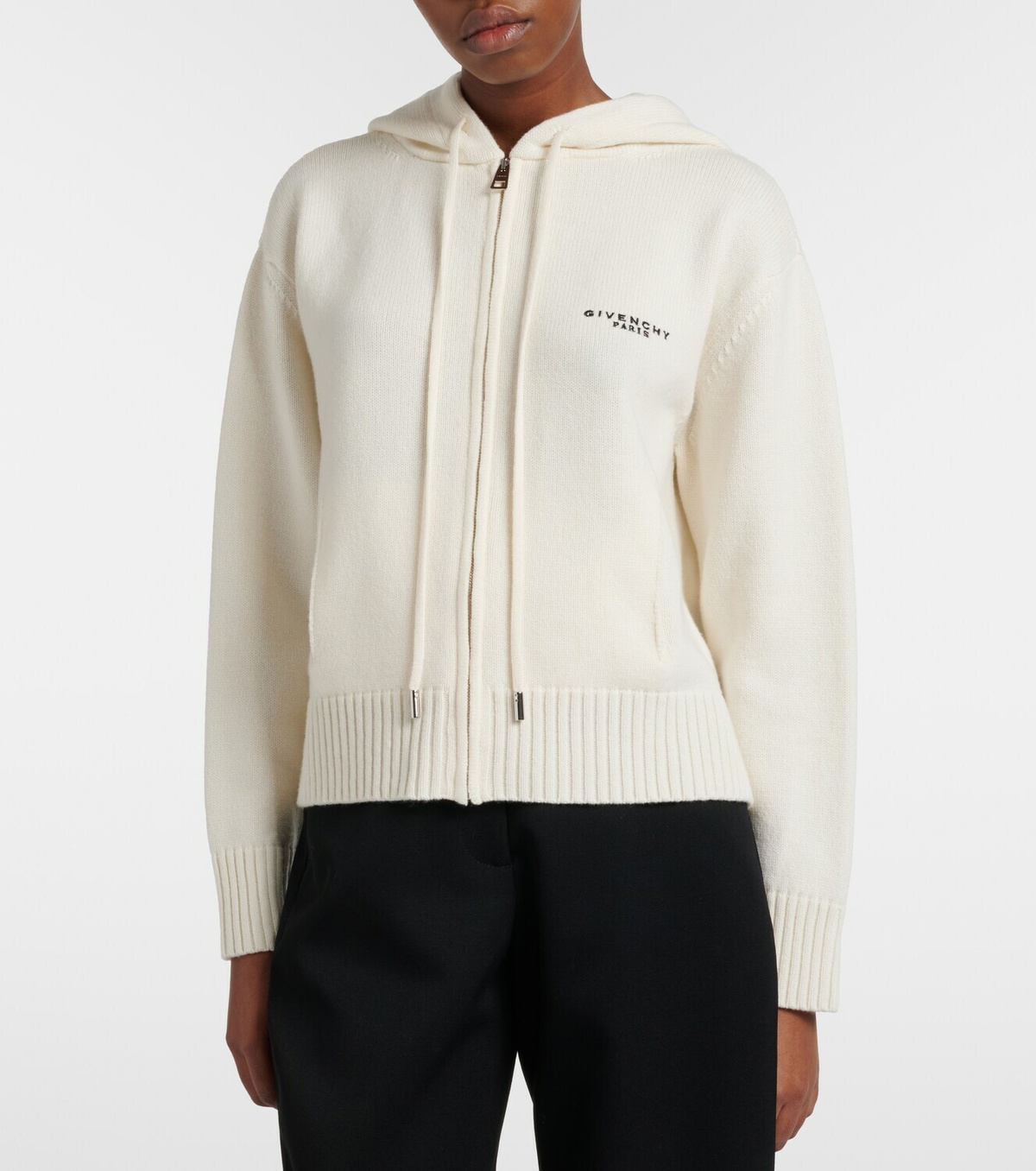 Givenchy Logo hooded wool and cashmere zip-up cardigan