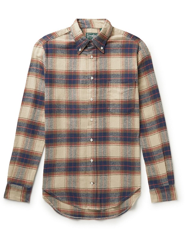 Photo: Gitman Vintage - Button-Down Collar Checked Cotton-Flannel Shirt - Brown