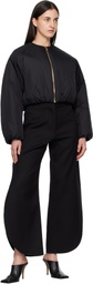ALAÏA Black Nylon Pleated Bomber Jacket