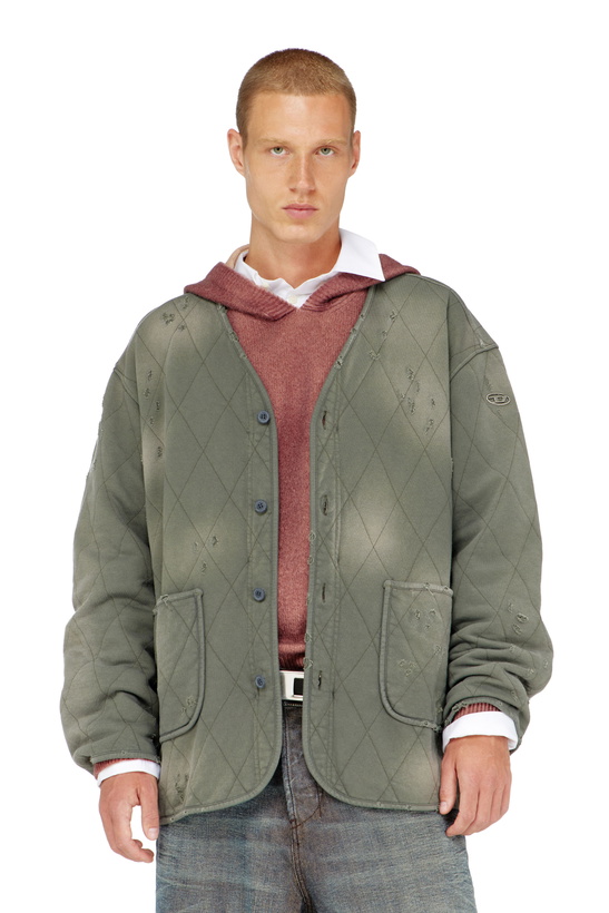 Photo: Diesel Distressed quilted liner jacket - Jackets Mens in Green
