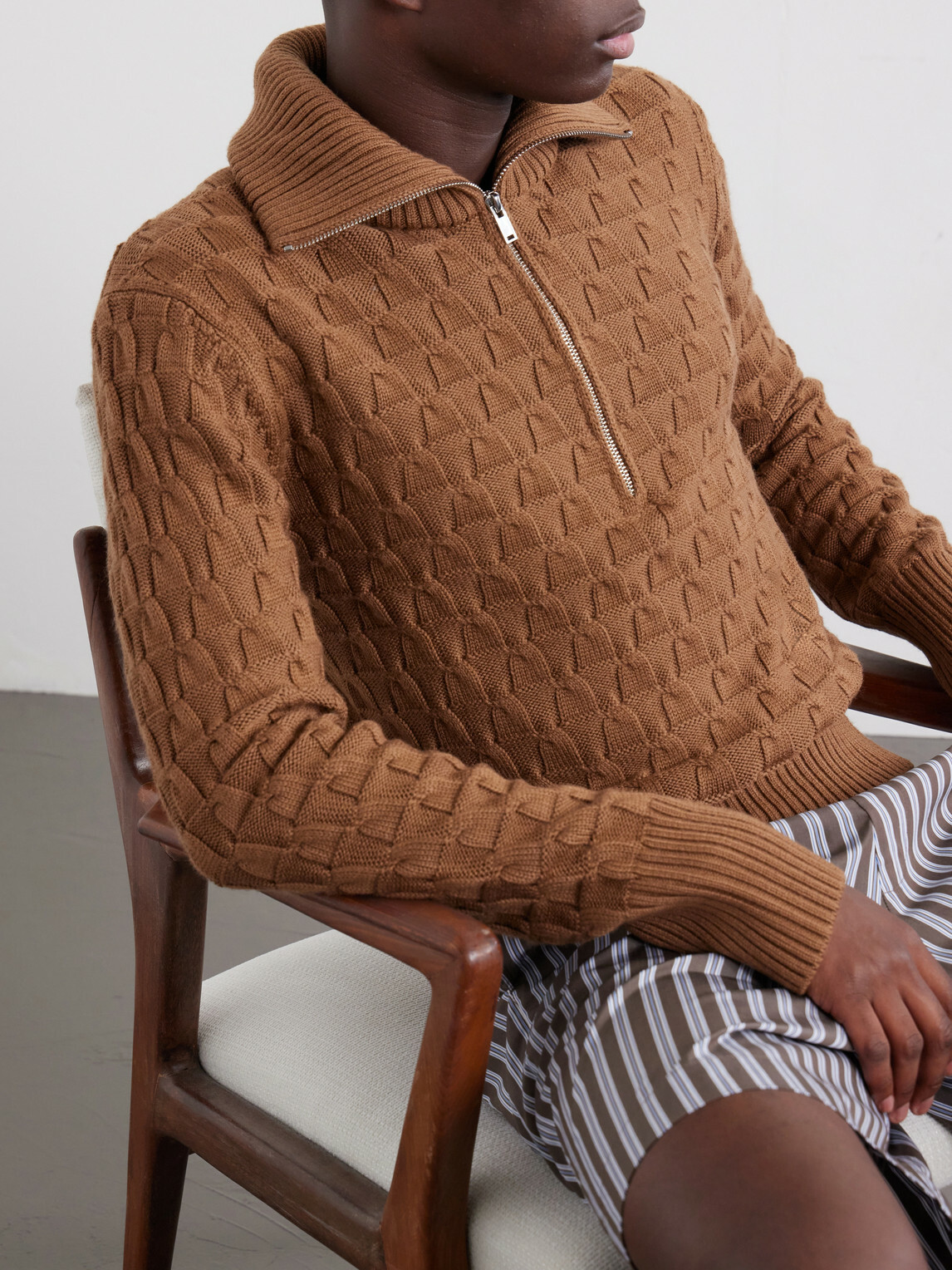 Wales Bonner - Wool Half-Zip Sweater - Brown