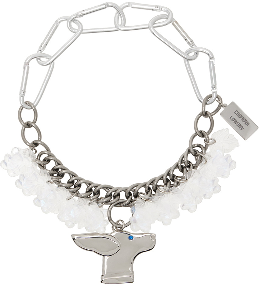 Chopova Lowena Silver Pearly Pup Necklace
